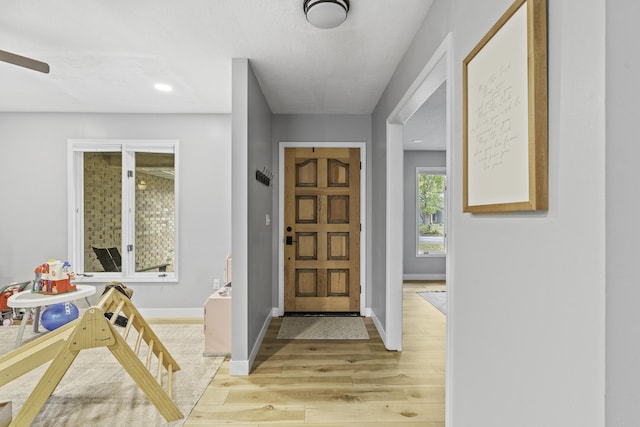 entryway with light wood-type flooring