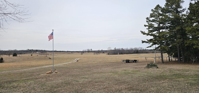 view of yard with a rural view