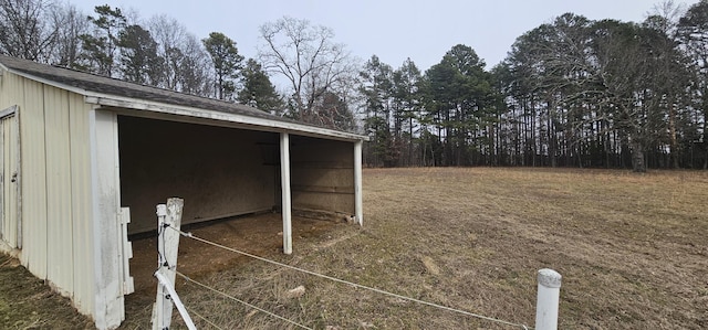 exterior space with an outbuilding