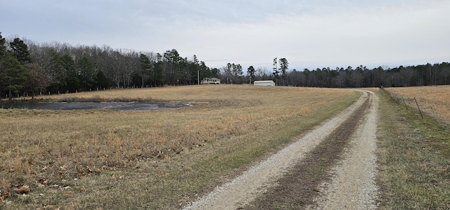 view of road with a rural view