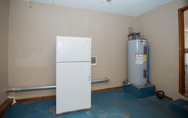 utility room with electric water heater