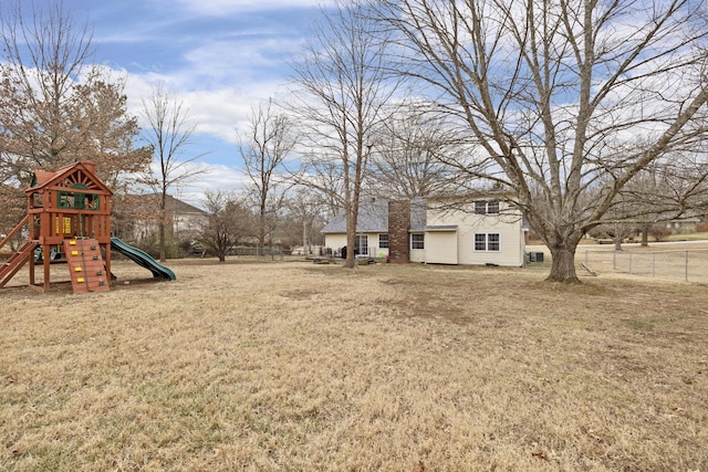 view of yard featuring a playground