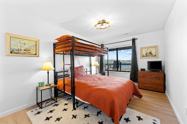 bedroom featuring light hardwood / wood-style flooring