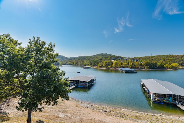 view of dock featuring a water view