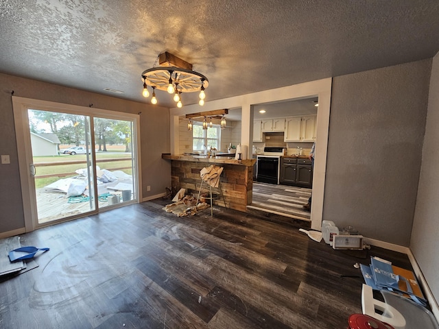 1101 E 18th St, Lamar, MO 64759 - interior space with dark hardwood / wood-style floors and a textured ceiling