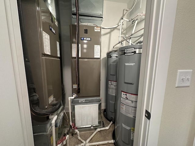 utility room with water heater