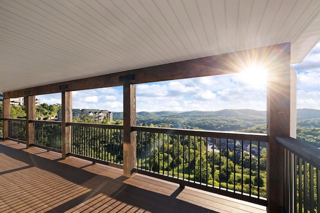 deck with a mountain view