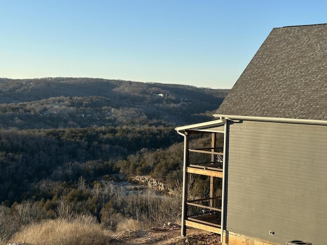 view of mountain feature with a wooded view