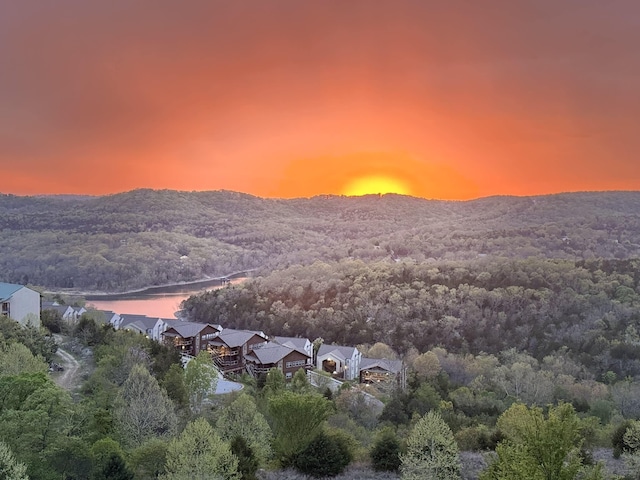 mountain view featuring a forest view and a residential view