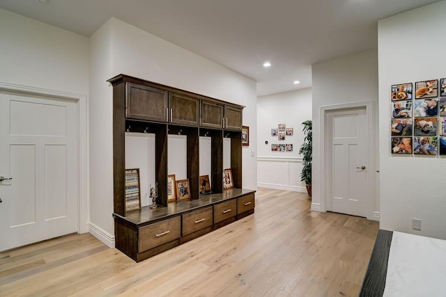 mudroom featuring light hardwood / wood-style flooring