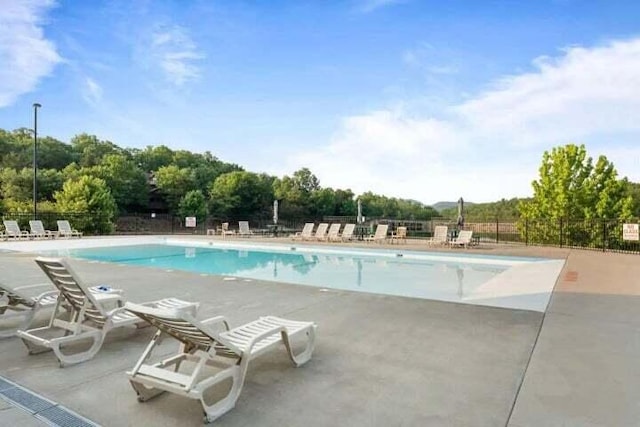 view of swimming pool with a patio area