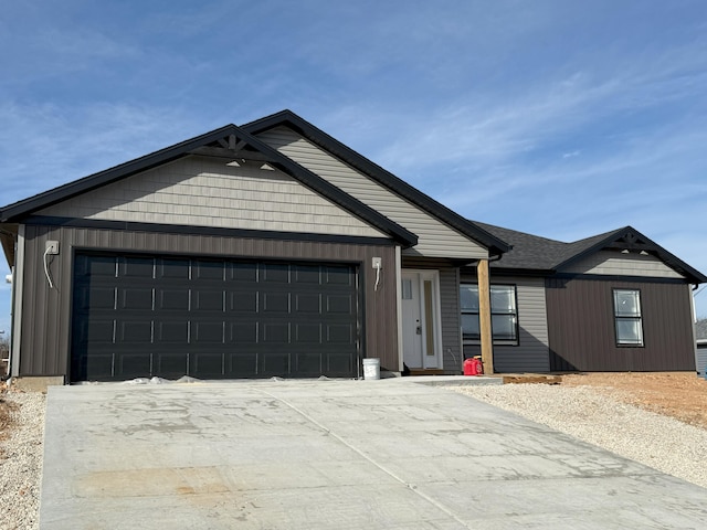 single story home with a garage