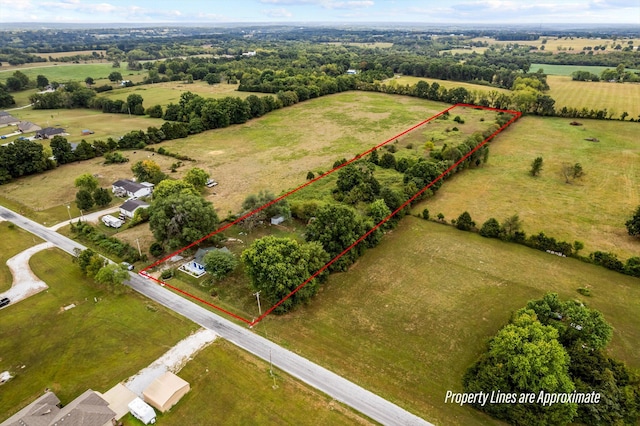 bird's eye view with a rural view