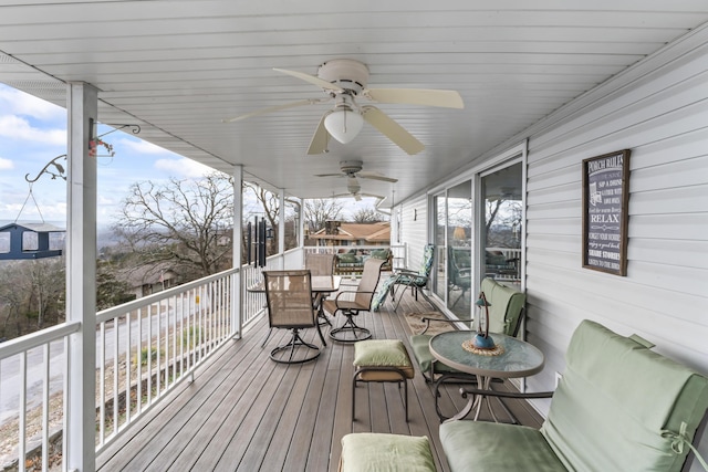 deck featuring ceiling fan