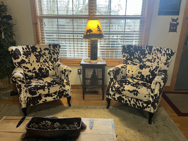 living area with wood finished floors