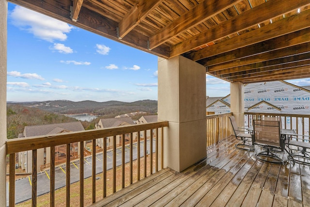 deck featuring a mountain view