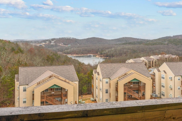 view of mountain feature with a water view