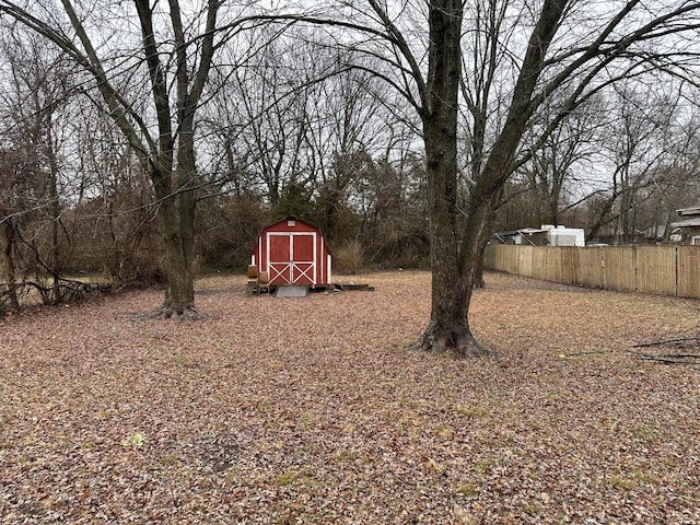 view of yard with a storage shed