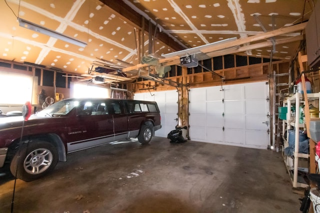 garage with a garage door opener