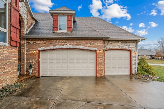 exterior space with a garage