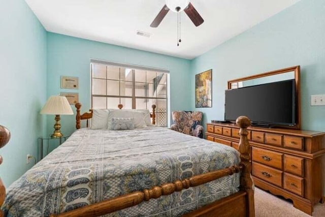 bedroom with carpet floors and ceiling fan