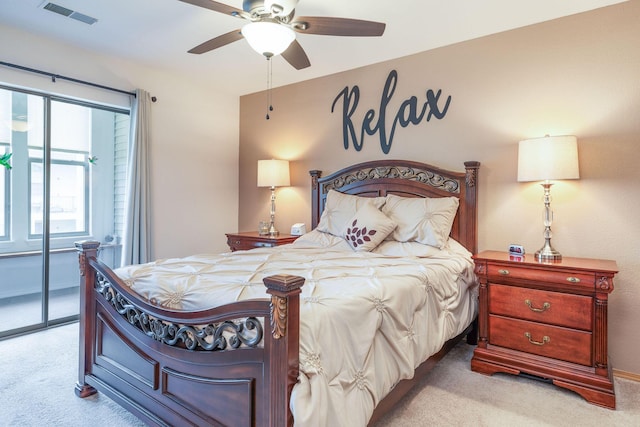 135 Upper Emerald Bay Cir Unit G-5, Hollister, MO 65672 - bedroom featuring ceiling fan, carpet, and visible vents