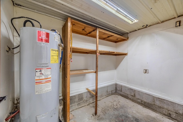 basement featuring electric water heater