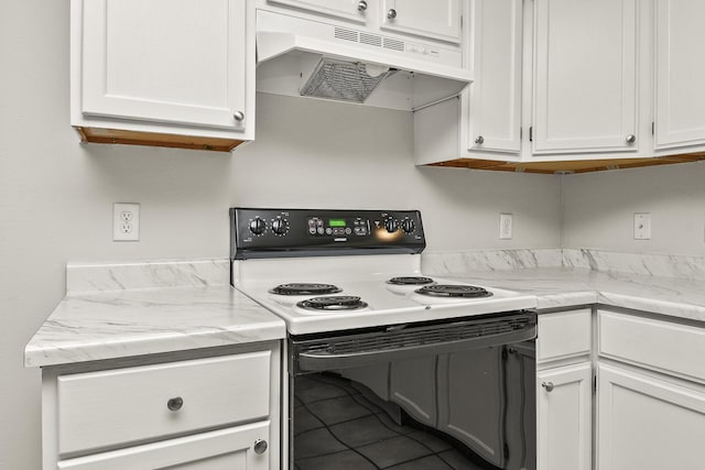 kitchen with range with electric cooktop and white cabinets