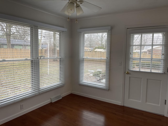 unfurnished dining area with visible vents and a wealth of natural light