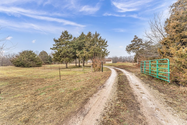 view of street with a rural view