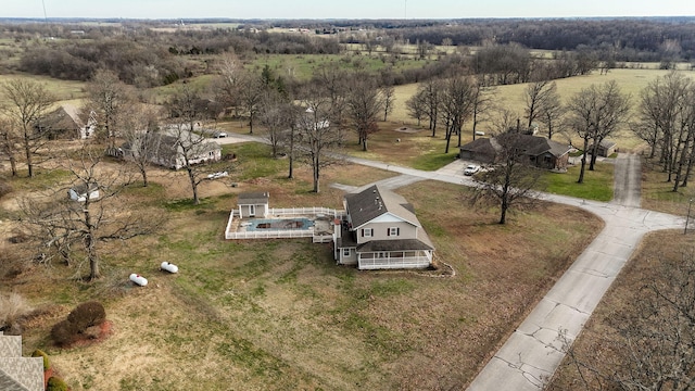 aerial view featuring a rural view