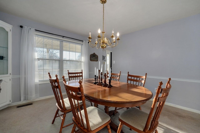 view of carpeted dining room