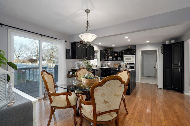 dining room with light wood-type flooring