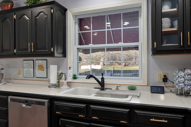 kitchen with sink and stainless steel dishwasher