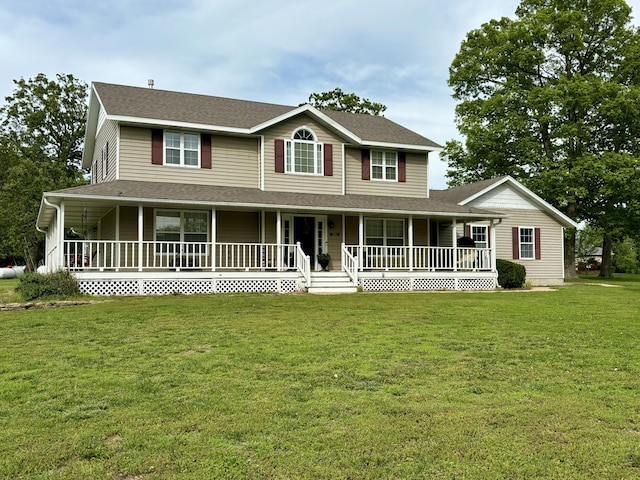 1352 Deer Ln, Mount Vernon, MO 65712 - view of front of property with a porch, a front lawn, and roof with shingles
