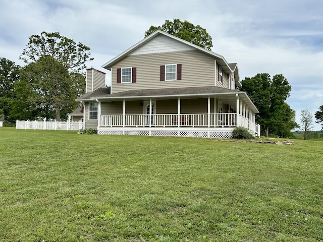1352 Deer Ln, Mount Vernon, MO 65712 - country-style home with a porch, a chimney, and roof with shingles