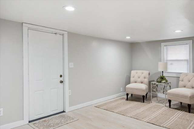 sitting room featuring light wood-type flooring