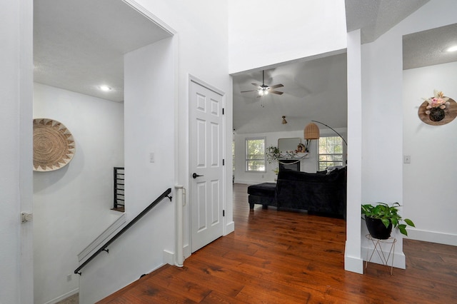 hall featuring dark wood-type flooring