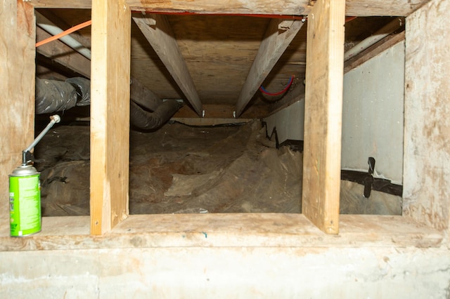 view of unfinished attic