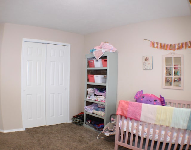 carpeted bedroom featuring a closet