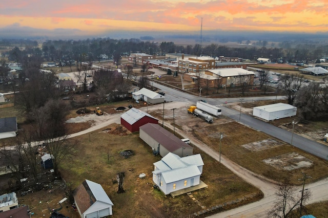 view of aerial view at dusk