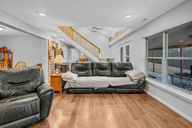 living room featuring light wood-type flooring