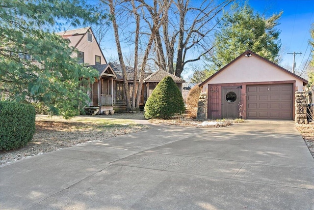 exterior space featuring a garage