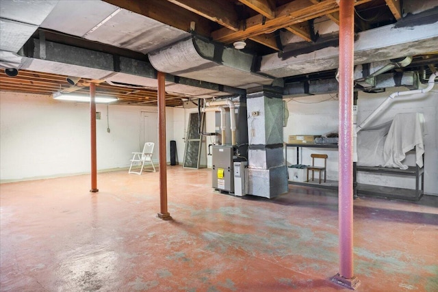 basement with heating unit