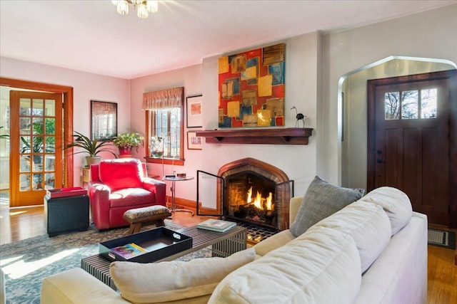 living room with wood-type flooring