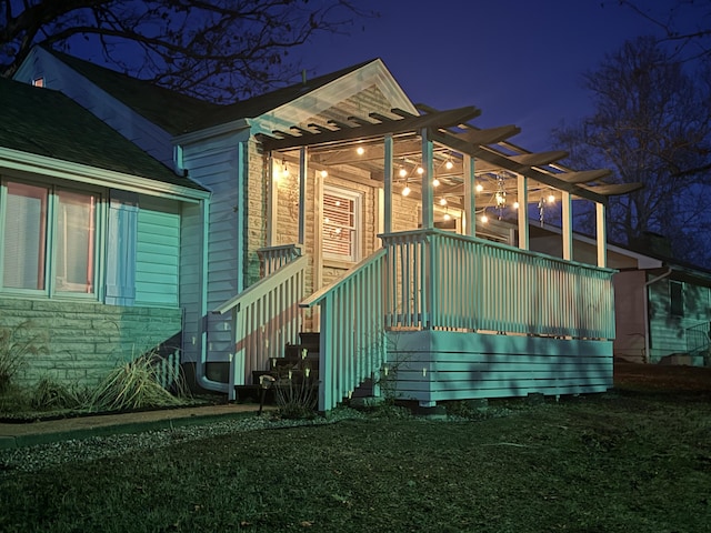 exterior space with a pergola