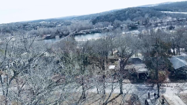 aerial view with a water and mountain view