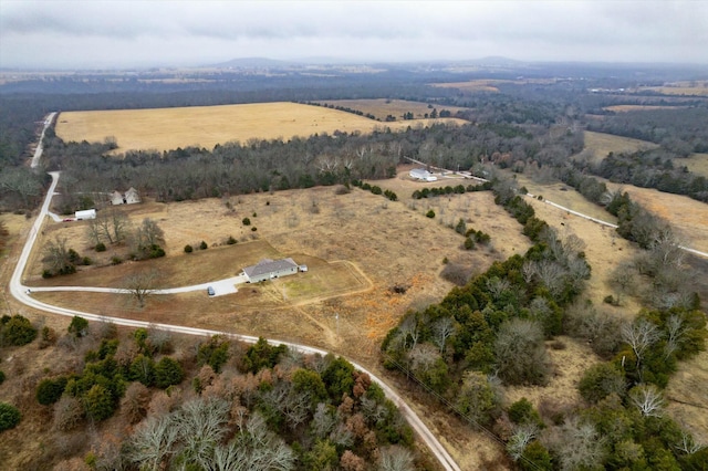 aerial view featuring a rural view