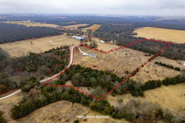 bird's eye view with a rural view