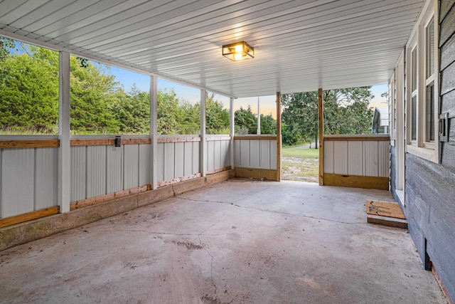 view of unfurnished sunroom